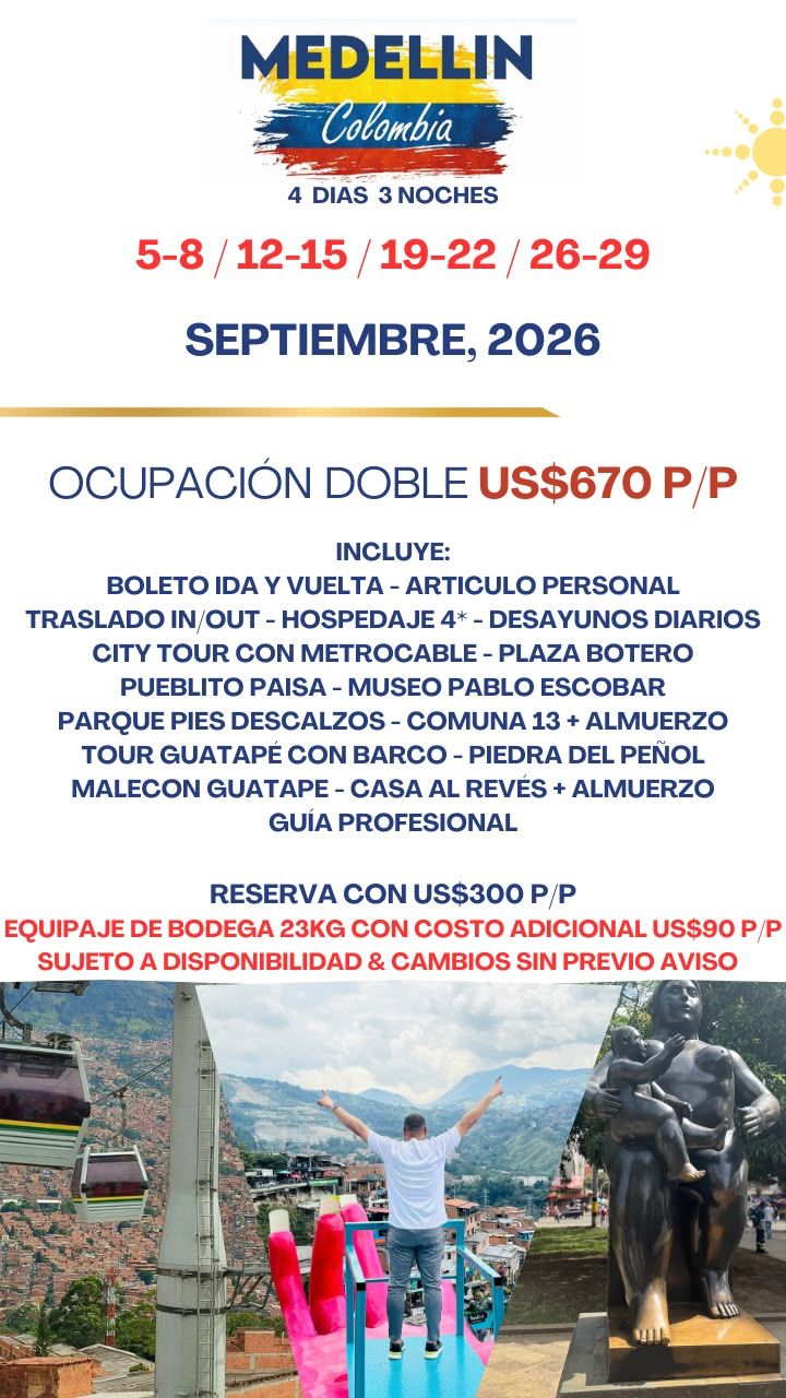 Magical Medellín 4D/3N: September 2026